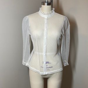 Sheer netted button up